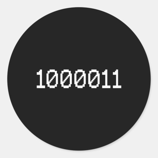 1000011 Binärcode für 67 Lustiger Tech-Meme Comput Runder Aufkleber (Vorderseite)