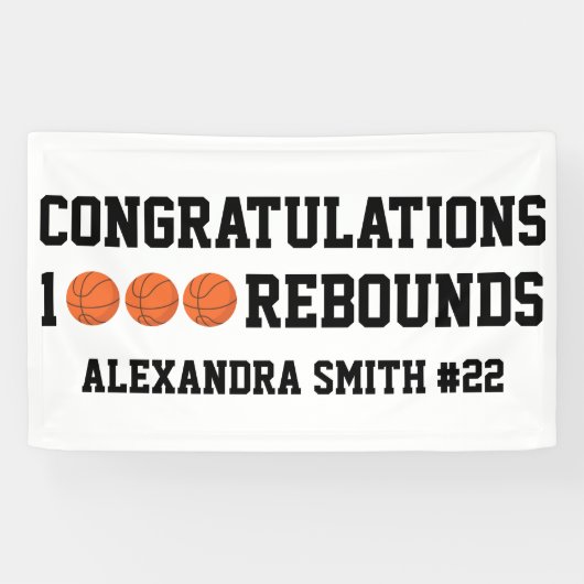 1000 Basketball Rebounds Karriere Team Spieler Banner (Horizontal)