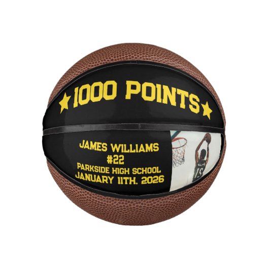 1000 Career Points Scorer Milestone Player Photo Mini Basketball (Vorderseite)