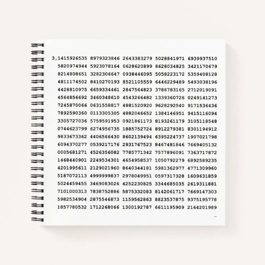 1000 erste Ziffern i-Nummer | Mathematisches Symbo Notizblock (Vorderseite)
