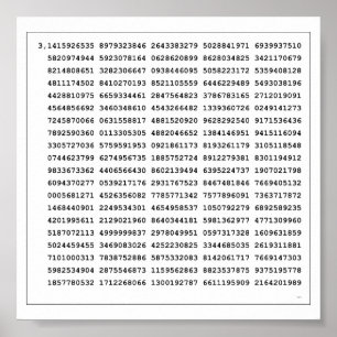 1000 erste Ziffern i-Nummer Mathematisches Symbo Poster