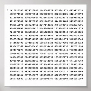 1000 erste Ziffern i-Nummer Mathematisches Symbo Poster