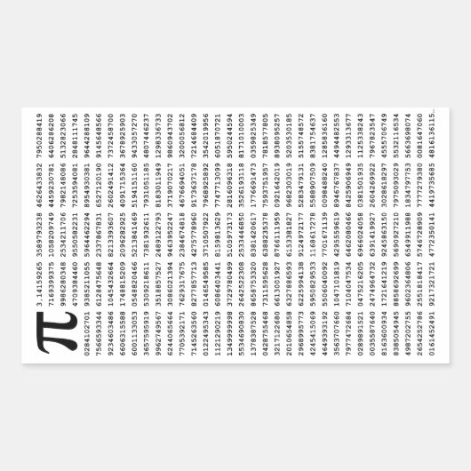 1000 erste Ziffern i-Nummer | Mathematisches Symbo Rechteckiger Aufkleber (Vorderseite)