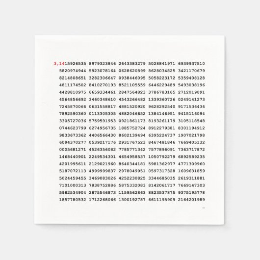 1000 erste Ziffern i-Nummer | Mathematisches Symbo Serviette (Vorderseite)