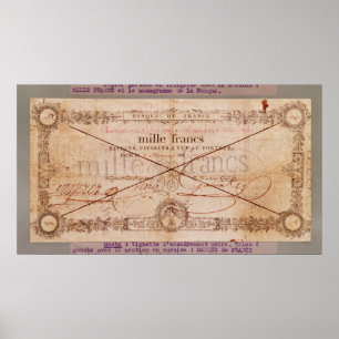 1000 Franken Banknote von 8 Floreal, An X Poster