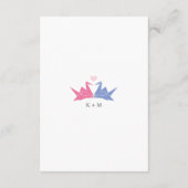 1000 Hanging Origami Paper Cranes Wedding Begleitkarte (Rückseite)