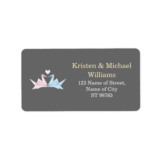 1000 Hanging Origami Paper Cranes Wedding (grau) Adressaufkleber (Vorne)