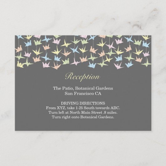 1000 Hanging Origami Paper Cranes Wedding (grau) Begleitkarte (Vorderseite)