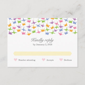 1000 Hanging Origami Paper Cranes Wedding RSVP Karte
