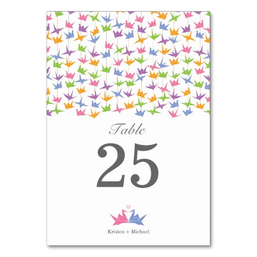 1000 Hanging Origami Paper Cranes Wedding Tischnummer (Rückseite)