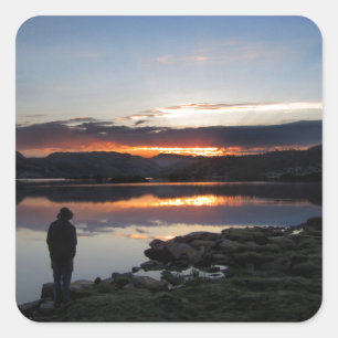 1000 Insel Sonnenaufgang - Ansel Adams Wilderness Quadratischer Aufkleber