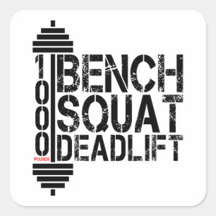 1000 Lbs Bench Squat Deadlift Powerlift Fitness Quadratischer Aufkleber