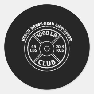 1000 lbs Pfund Club Gym Weightlift Totenlift sein Runder Aufkleber
