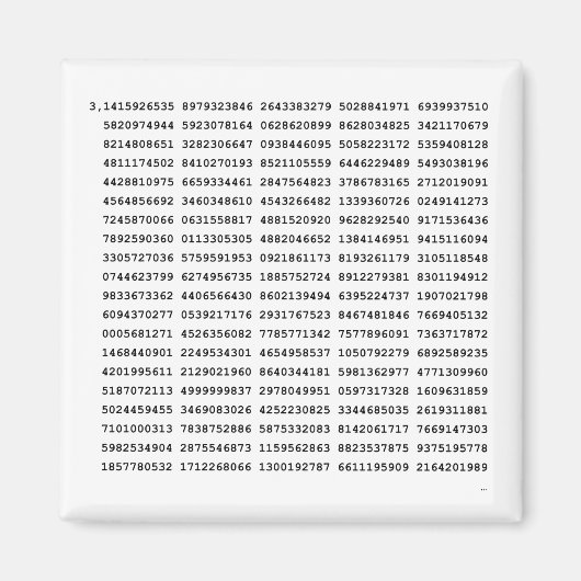 1000 Pi-Nummer| mathematisches Symbol Magnet (Vorne)