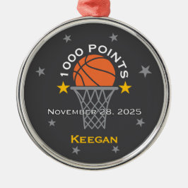 1000 Points Basketball Milestone Custom Ornament Aus Metall