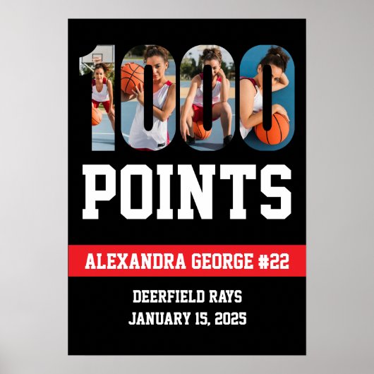 1000 Punkte Basketball Poster (Vorne)