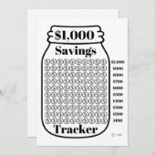 1000 $ Spar Tracker Mason Jar Budget Goal Sheet Einladung (Vorne/Hinten)