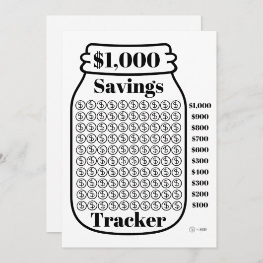 1000 $ Spar Tracker Mason Jar Budget Goal Sheet Einladung (Vorne/Hinten)