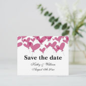 1001 Luftballons mit rotem Herzen Save the Date Ho Postkarte (Stehend Vorderseite)