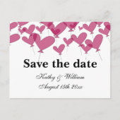 1001 Luftballons mit rotem Herzen Save the Date Ho Postkarte (Vorderseite)