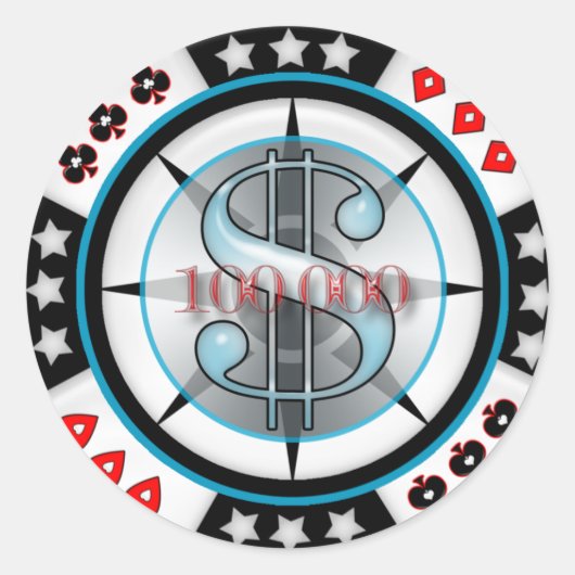 100.000 $. Pokerchip Runder Aufkleber (Vorderseite)