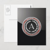 [100] "A" Vintage Silber-Monogramm Postkarte (Vorne/Hinten)