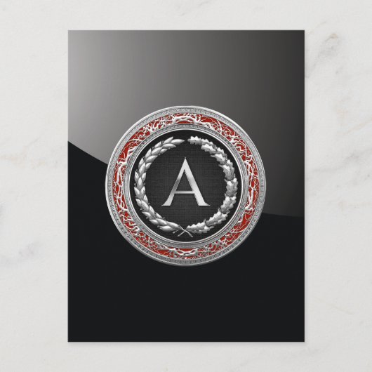 [100] "A" Vintage Silber-Monogramm Postkarte (Vorderseite)