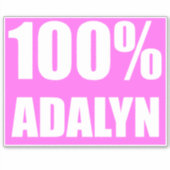 100 % Adalyn-Name Aufkleber (Vorderseite)