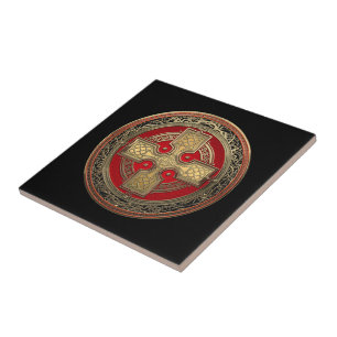 [100] Alter keltischer heiliger Goldknoten Kreuz Fliese