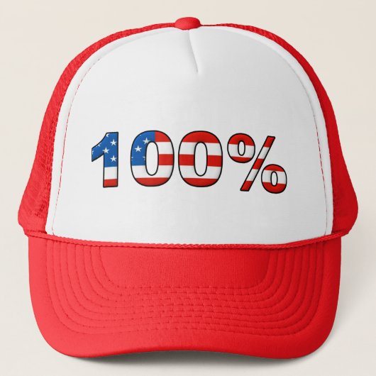 100 % American Ball Cap Trucker Cap Hat Truckerkappe (Vorderseite)