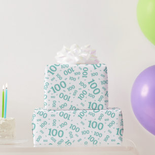 100. Aquamarin/weiß Zufallszahlenmuster Mittel Geschenkpapier