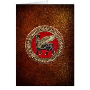 [100] Assyrian Winged Bull: Gold und Black Lamassu