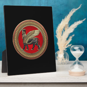 [100] Assyrian Winged Bull: Gold und Black Lamassu Fotoplatte