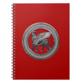 [100] Assyrian Winged Bull: Silver & Black Lamassu Notizblock (Vorderseite)