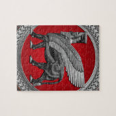 [100] Assyrian Winged Bull: Silver & Black Lamassu Puzzle (Horizontal)