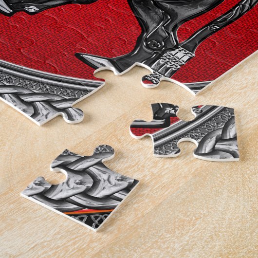 [100] Assyrian Winged Bull: Silver & Black Lamassu Puzzle (Seite)