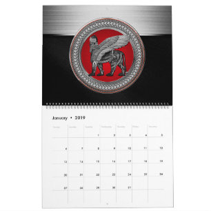 [100] Assyrian Winged Lion: Gold & Black Lamassu Kalender