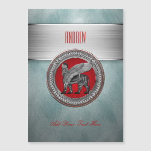 [100] Assyrian Winged Lion: Gold & Black Lamassu Magnetkarte