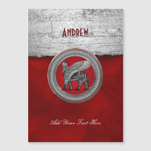 [100] Assyrian Winged Lion: Gold & Black Lamassu Magnetkarte