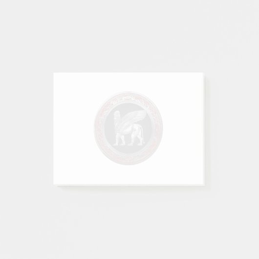 [100] Assyrian Winged Lion - Silver Lamassu Post-it Klebezettel (Vorderseite)