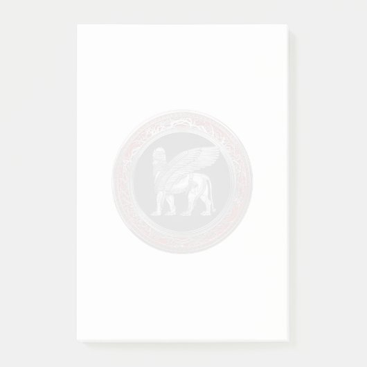 [100] Assyrian Winged Lion - Silver Lamassu Post-it Klebezettel (Vorderseite)