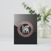 [100] Assyrian Winged Lion - Silver Lamassu Postkarte (Stehend Vorderseite)