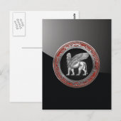 [100] Assyrian Winged Lion - Silver Lamassu Postkarte (Vorne/Hinten)