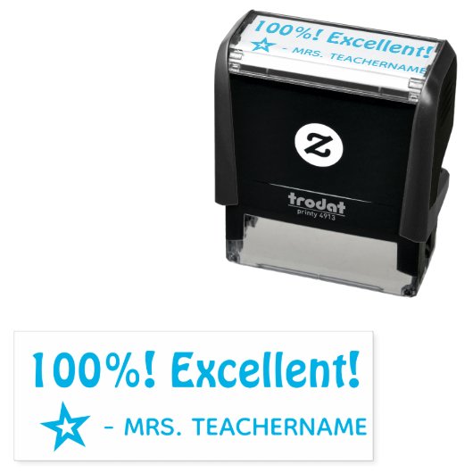 "100%! Ausgezeichnet!" Teacher Feedback Rubber Bri Permastempel (Beispiel)