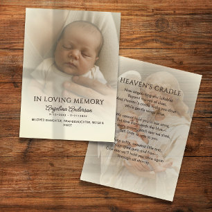 100 Baby-Trauer-Gedenk-Foto-Gebetskarten Visitenkarte