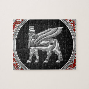 [100] Babylonischer geflügelter Stier [Silber] [3D Puzzle
