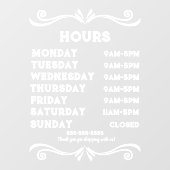 100% benutzerdefinierbare Ladenöffnungszeiten Fensteraufkleber (Blatt)