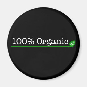 100 % Bio - weißer Text Magnet