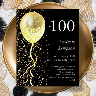 100. | Black & Gold Geburtstagsbudget Einladung
