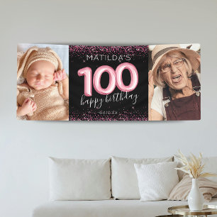 100. Black Pink Happy Birthday Foto Banner